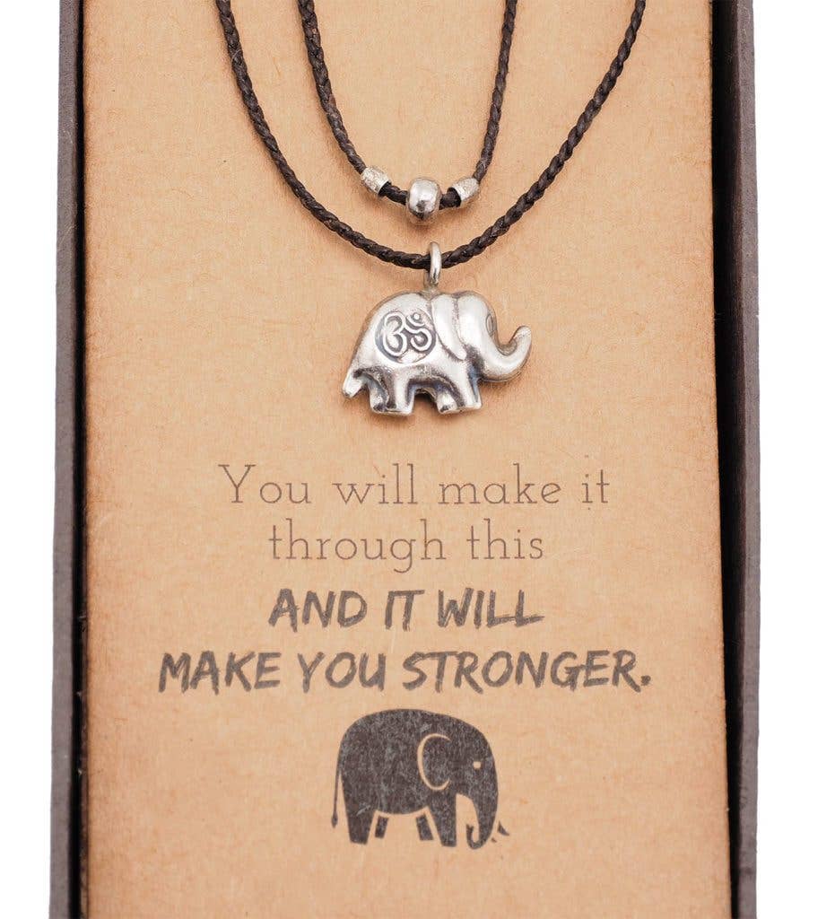 Elephant ANJU JEWELRY Pewter Cotton Cord Necklace 